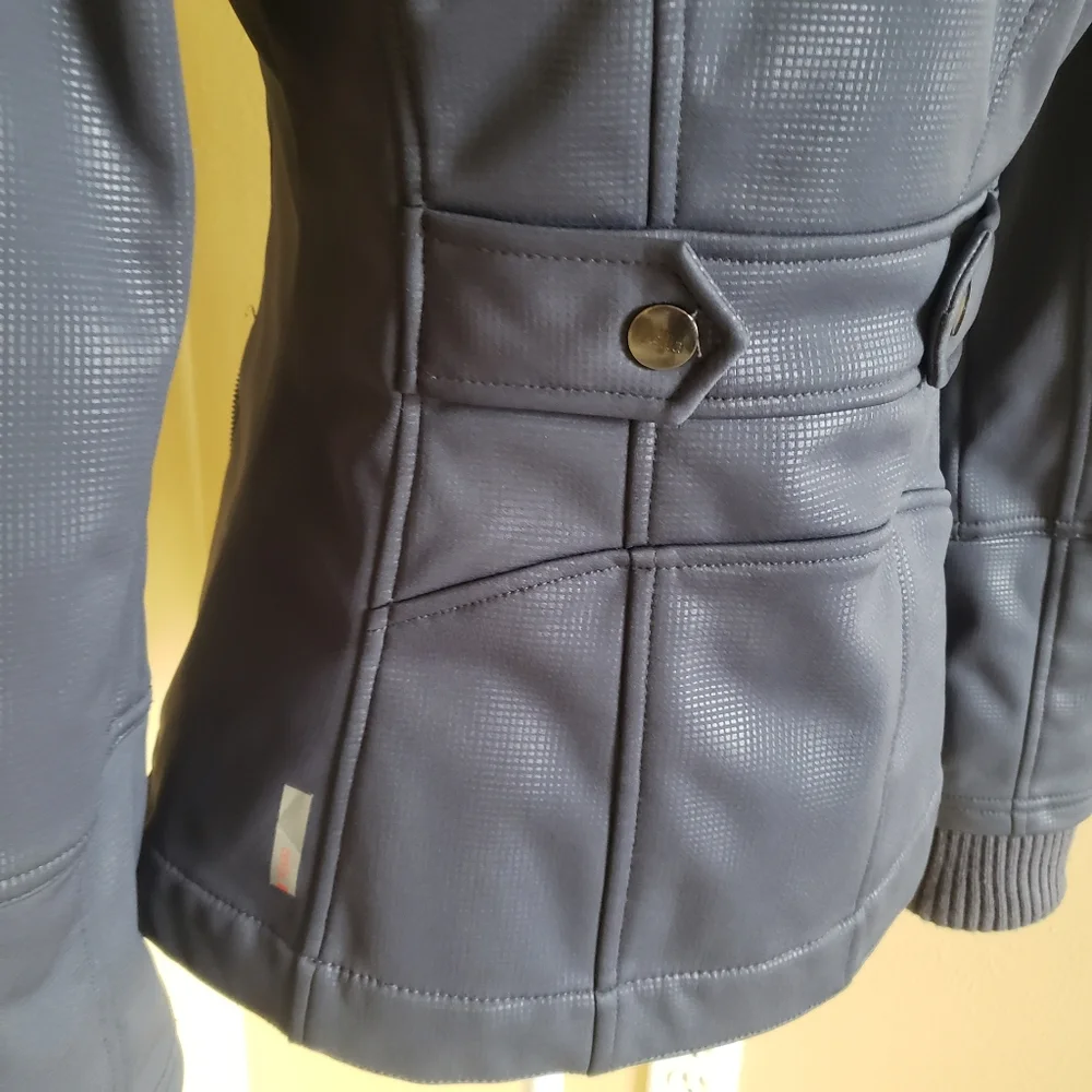 Zella asymmetrical snap moto jacket coat, FLAW: with missing snap XS purple